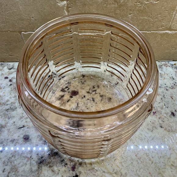 Vintage Anchor Hocking Pink Paneled Ribbed Depression Glass Lidded Cookie Jar #1 - Picture 3 of 3